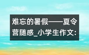 難忘的暑假――夏令營隨感_小學生作文:五年級