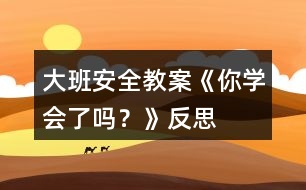 大班安全教案《你學(xué)會(huì)了嗎？》反思