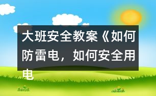 大班安全教案《如何防雷電，如何安全用電》反思