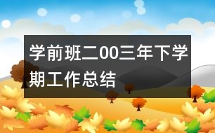 學(xué)前班二00三年下學(xué)期工作總結(jié)