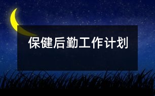 保健、后勤工作計劃