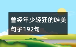 曾經年少輕狂的唯美句子192句