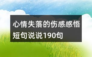 心情失落的傷感感悟短句說說190句