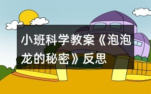 小班科學教案《泡泡龍的秘密》反思