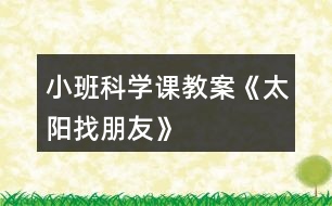 小班科學(xué)課教案《太陽(yáng)找朋友》