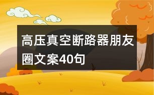 高壓真空斷路器朋友圈文案40句