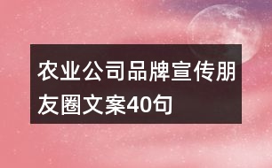 農(nóng)業(yè)公司品牌宣傳朋友圈文案40句