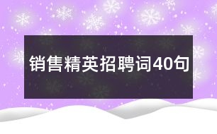 銷售精英招聘詞40句