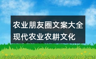 農(nóng)業(yè)朋友圈文案大全：現(xiàn)代農(nóng)業(yè)、農(nóng)耕文化朋友圈文案33句