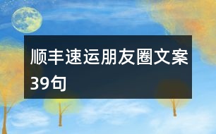 順豐速運(yùn)朋友圈文案39句