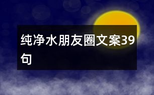 純凈水朋友圈文案39句