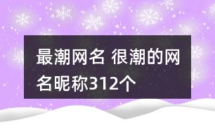 最潮網名 很潮的網名昵稱312個