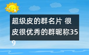 超級皮的群名片 很皮很優(yōu)秀的群昵稱359個