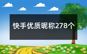 快手優(yōu)質昵稱278個