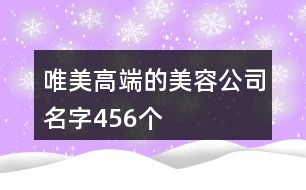 唯美高端的美容公司名字456個