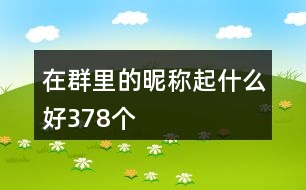 在群里的昵稱起什么好378個