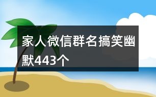 家人微信群名搞笑幽默443個