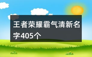 王者榮耀霸氣清新名字405個