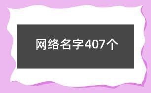 網絡名字407個