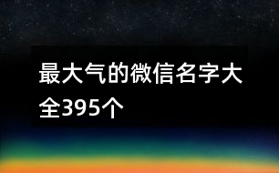 最大氣的微信名字大全395個