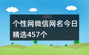 個性網(wǎng)微信網(wǎng)名今日精選457個