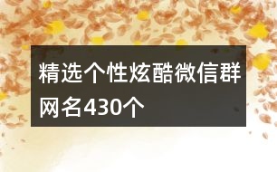 精選個(gè)性炫酷微信群網(wǎng)名430個(gè)