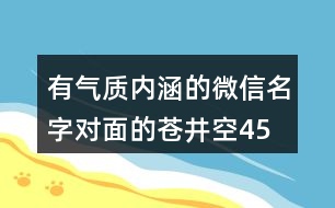 有氣質(zhì)內(nèi)涵的微信名字—對面的蒼井空456個