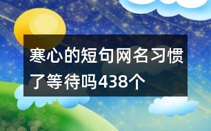 寒心的短句網(wǎng)名—習(xí)慣了等待嗎438個(gè)