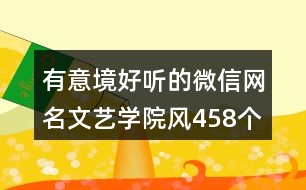 有意境好聽的微信網(wǎng)名文藝學(xué)院風(fēng)458個