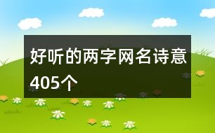 好聽的兩字網(wǎng)名詩意405個