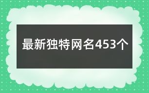 最新獨(dú)特網(wǎng)名453個(gè)