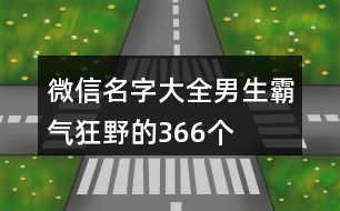 微信名字大全男生霸氣狂野的366個(gè)