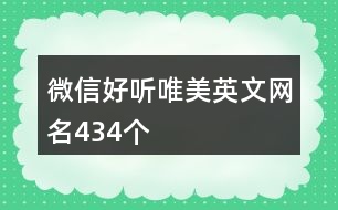 微信好聽(tīng)唯美英文網(wǎng)名434個(gè)