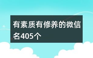 有素質(zhì)有修養(yǎng)的微信名405個