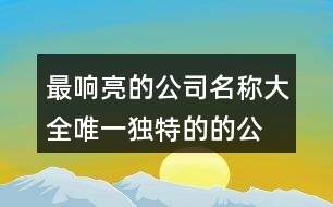 最響亮的公司名稱大全,唯一獨特的的公司好名字397個