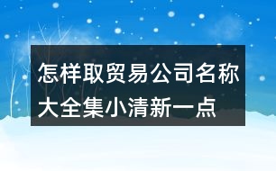 怎樣取貿(mào)易公司名稱大全集,小清新一點(diǎn)的公司名字大全427個(gè)