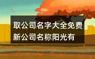 取公司名字大全免費(fèi),新公司名稱陽光有活力457個