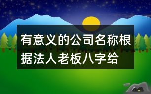 有意義的公司名稱,根據(jù)法人老板八字給公司起名413個