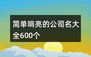 簡單響亮的公司名大全600個