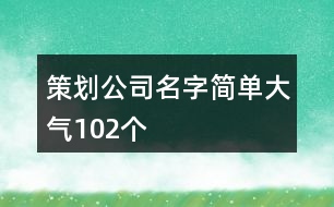 策劃公司名字簡單大氣102個