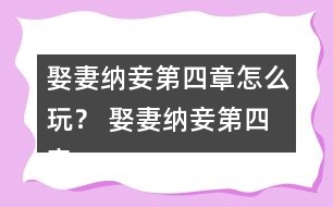 娶妻納妾第四章怎么玩？ 娶妻納妾第四章攻略