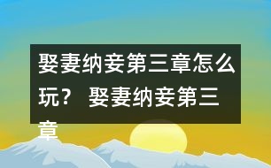 娶妻納妾第三章怎么玩？ 娶妻納妾第三章攻略