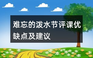 難忘的潑水節(jié)評課優(yōu)缺點及建議