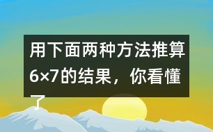 用下面兩種方法推算6×7的結果，你看懂了嗎？說一說，填一填。