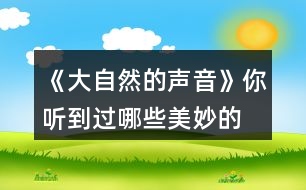 《大自然的聲音》你聽到過哪些“美妙的聲音”？試著些幾句話和同學(xué)交流，如，“鳥兒是大自然的歌手……”“廚房是一個(gè)音樂廳……”。