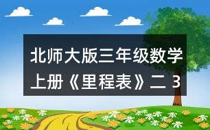 北師大版三年級數(shù)學(xué)上冊《里程表》（二） 3.淘氣一家開車去古都旅游。他家距古都1000千米，第一天行駛255千米，第二天行駛240千米，第三天行駛305千米。 (1) 三天共行駛多少千米? (2) 還