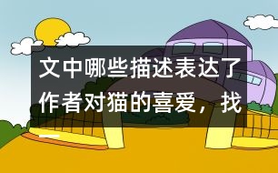 文中哪些描述表達(dá)了作者對(duì)貓的喜愛，找一找