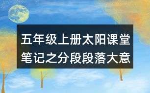 五年級(jí)上冊(cè)太陽(yáng)課堂筆記之分段段落大意