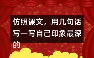 仿照課文，用幾句話寫(xiě)一寫(xiě)自己印象最深的某個(gè)景致。