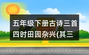 五年級下冊古詩三首：四時田園雜興(其三十一)重難點(diǎn)復(fù)習(xí)筆記